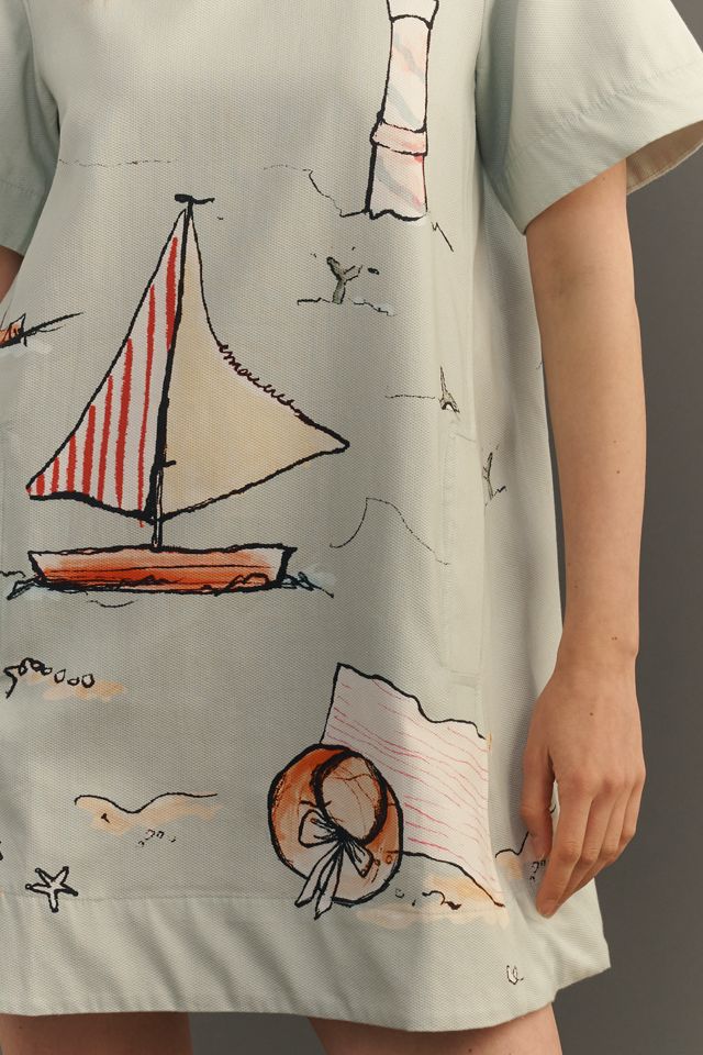 Emmy Short-Sleeve Swing Mini Dress by Maeve #2