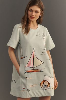Emmy Short-Sleeve Swing Mini Dress by Maeve