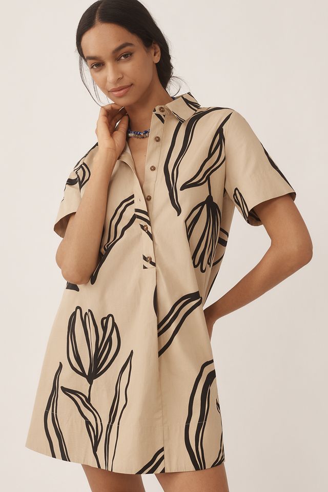 By Anthropologie Short-Sleeve Swing Tunic Mini Dress