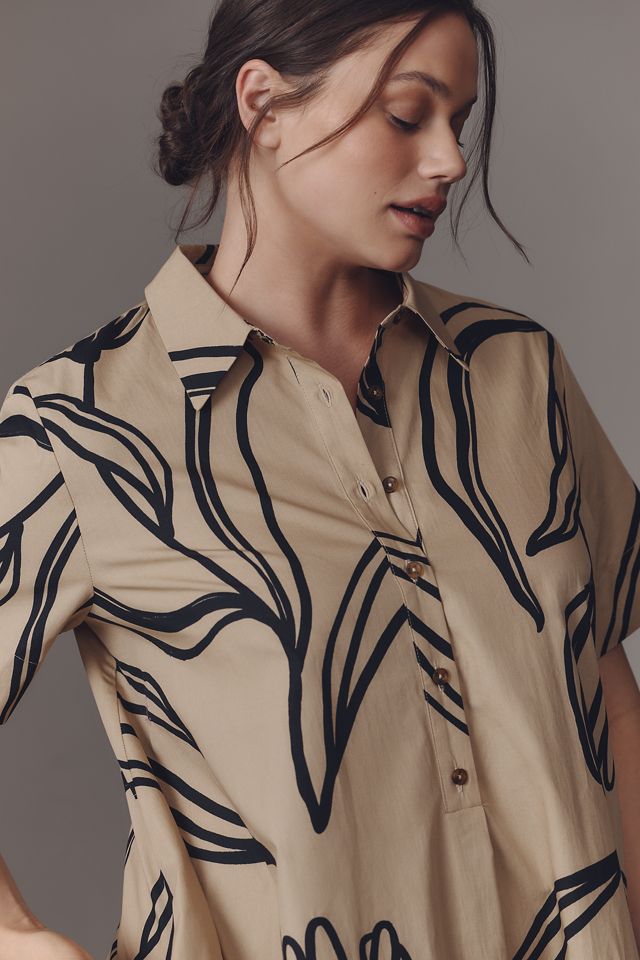 By Anthropologie Short-Sleeve Swing Tunic Mini Dress