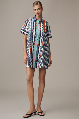 By Anthropologie The Pollie Short-sleeve Swing Tunic Mini Dress In Purple