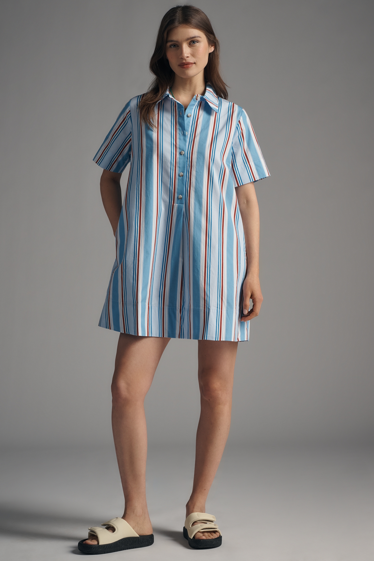 Pollie Short-Sleeve Swing Tunic Mini Dress