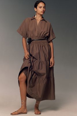 Shop The Somerset Collection By Anthropologie The Somerset Maxi Dress: Shirt Dress Edition In Brown