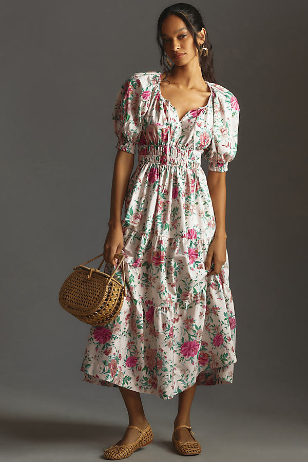 The Somerset Collection By Anthropologie The Somerset Puff-sleeve Maxi Dress In Multicolor