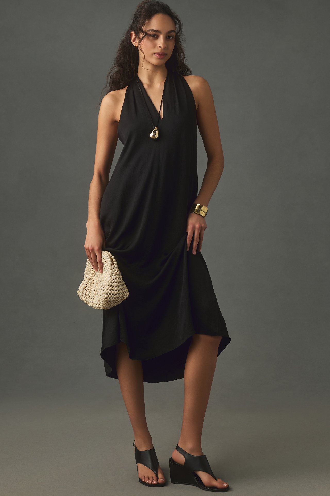 By Anthropologie Halter Silky Midi Dress