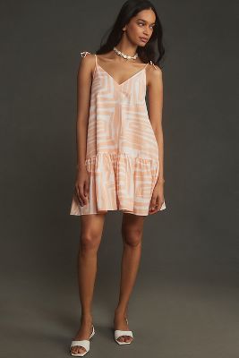 Maeve Sleeveless Flounce Swing Mini Dress | Anthropologie