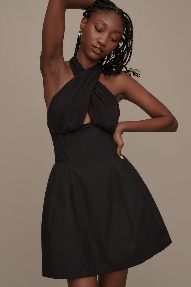 maeve neck tie shift mini dress