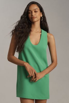 Shop Maeve Sleeveless Scoop-neck Shift Mini Dress In Green