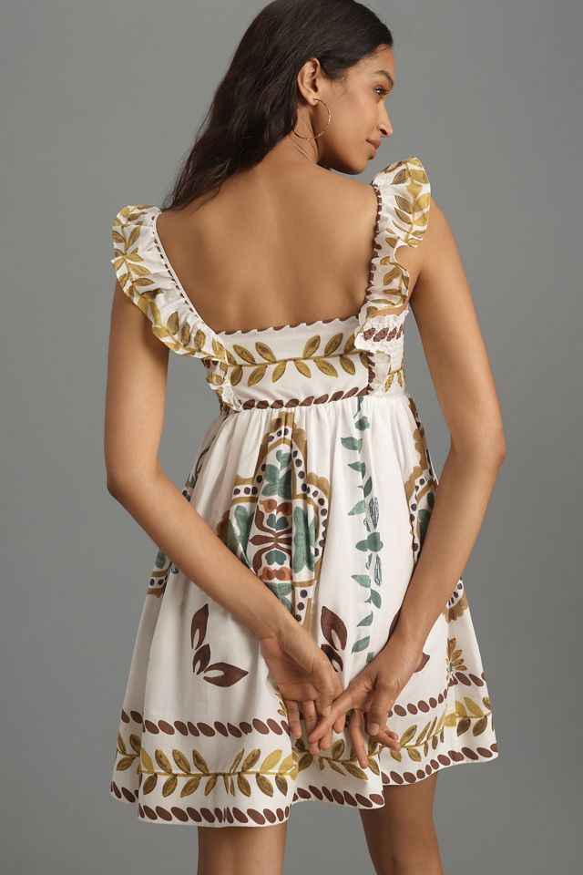 by anthropologie square neck ruffle midi dress Square-Neck Printed Tiered Midi Dress