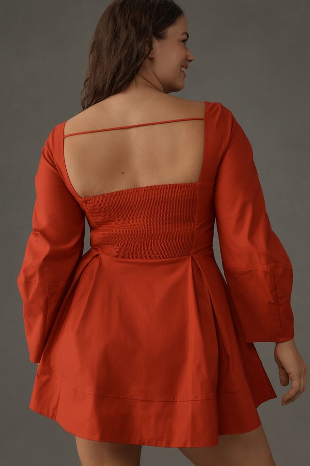 Maeve Long-Sleeve Square-Neck Pleated Mini Dress #5