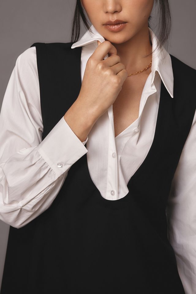 Maeve Langarm Twofer Mini Latzkleid #2