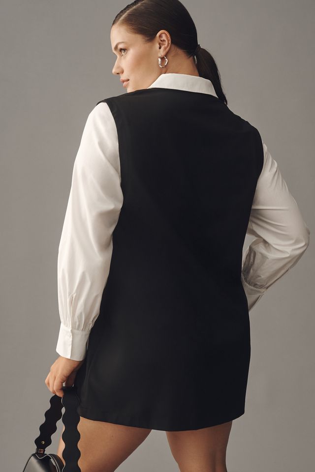 Maeve Long-Sleeve Twofer Pinafore Mini Dress #4