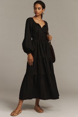 Shop The Somerset Collection By Anthropologie The Somerset Maxi Dress: Puff-sleeve Edition In Black