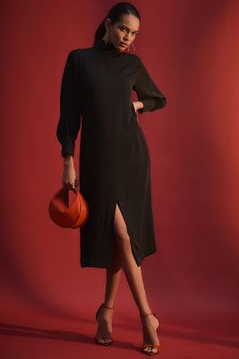 MAEVE LONG-SLEEVE MOCK-NECK MIDI DRESS 