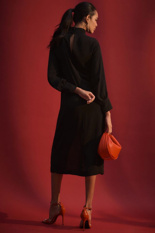 Maeve Long-Sleeve Mock-Neck Midi Dress #1