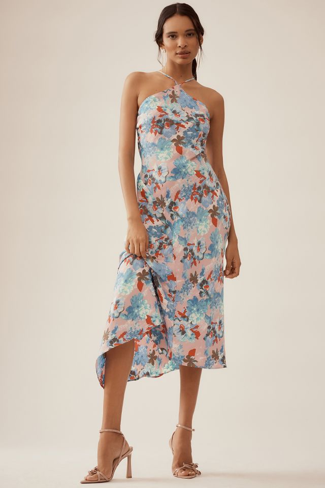 By Anthropologie Halter Midi Slip Dress