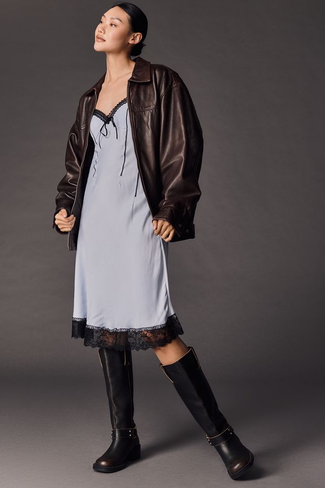 By Anthropologie V-Neck Lace-Trim Slip Dress #4