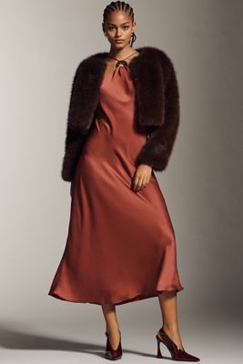 By Anthropologie Halter Slip Midi Dress