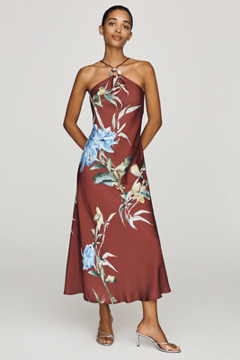By Anthropologie Halter Slip Midi Dress