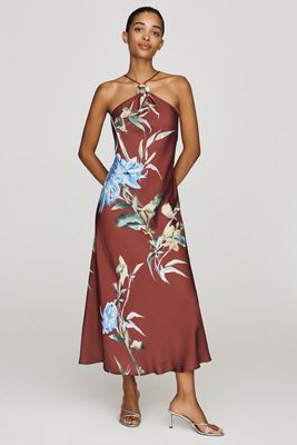 By Anthropologie Robe Midi Slip à Col Halter