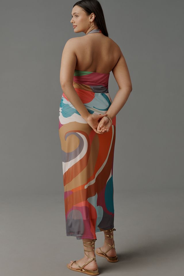 By Anthropologie Square-Neck Halter Midi Dress #6
