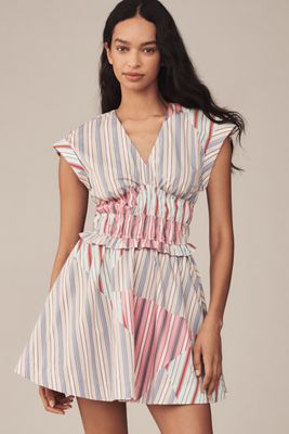 By Anthropologie Cap-Sleeve V-Neck A-Line Mini Dress