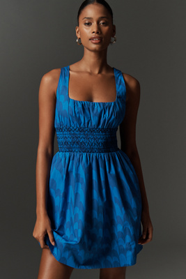 Maeve Sleeveless Square-Neck Smocked Mini Dress