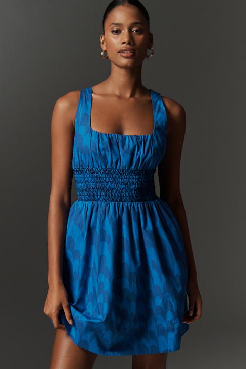 Maeve Sleeveless Square-Neck Smocked Mini Dress