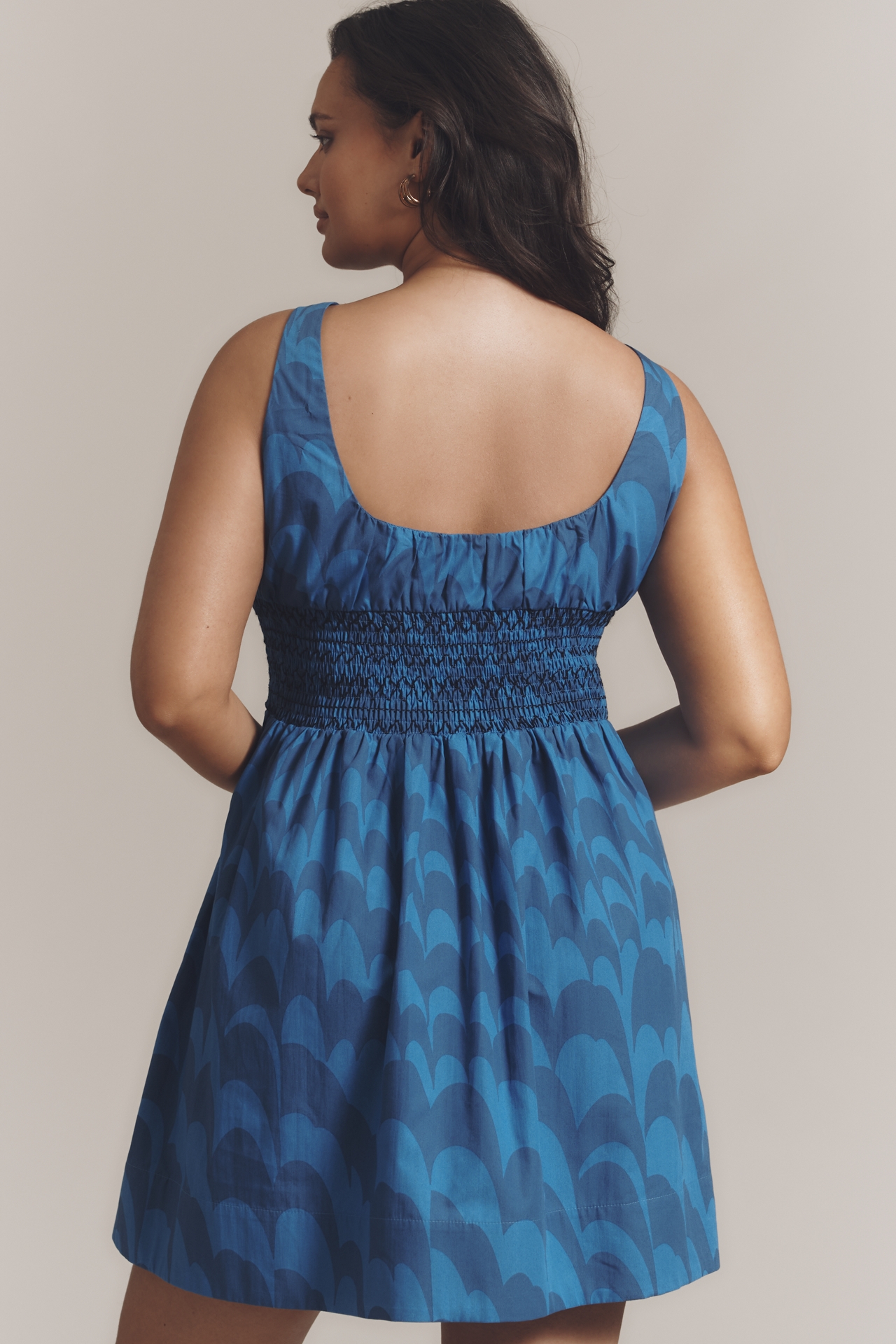 Maeve Sleeveless Square-Neck Smocked Mini Dress