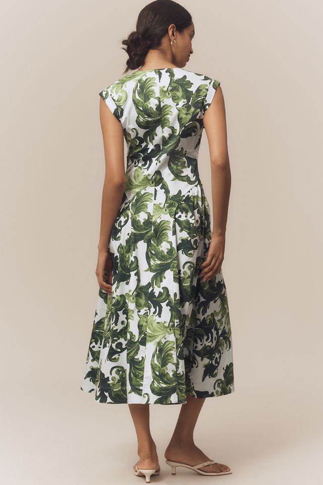 Maeve Cap-Sleeve Drop-Waist Midi Dress #1