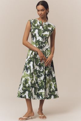 Anthropologie ★ Maeve Linen Blend Applique Midi Dress Maeve Linen Blend Appliqué Midi Dress | Anthropologie
