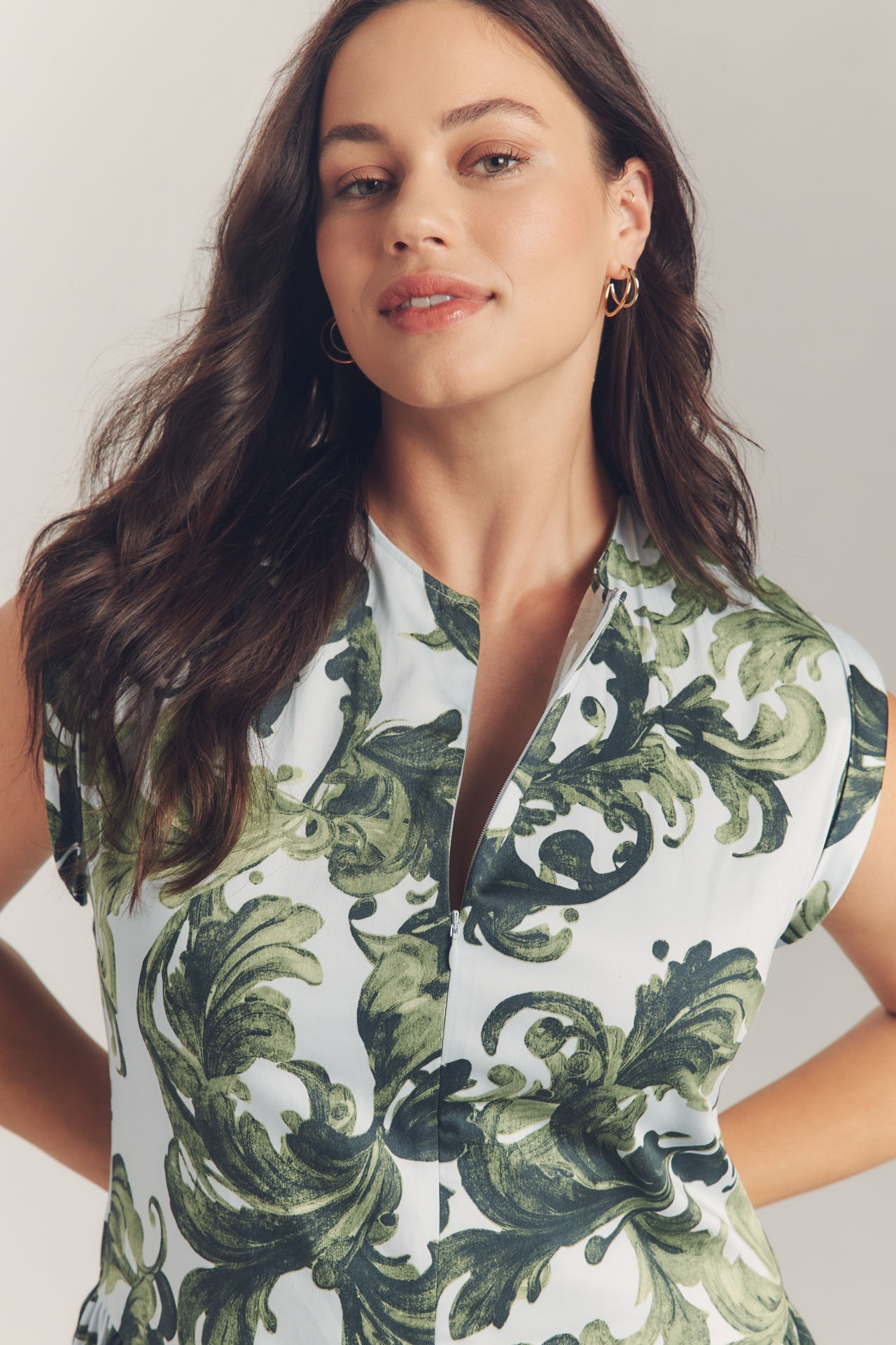 Maeve Cap-Sleeve Drop-Waist Midi Dress