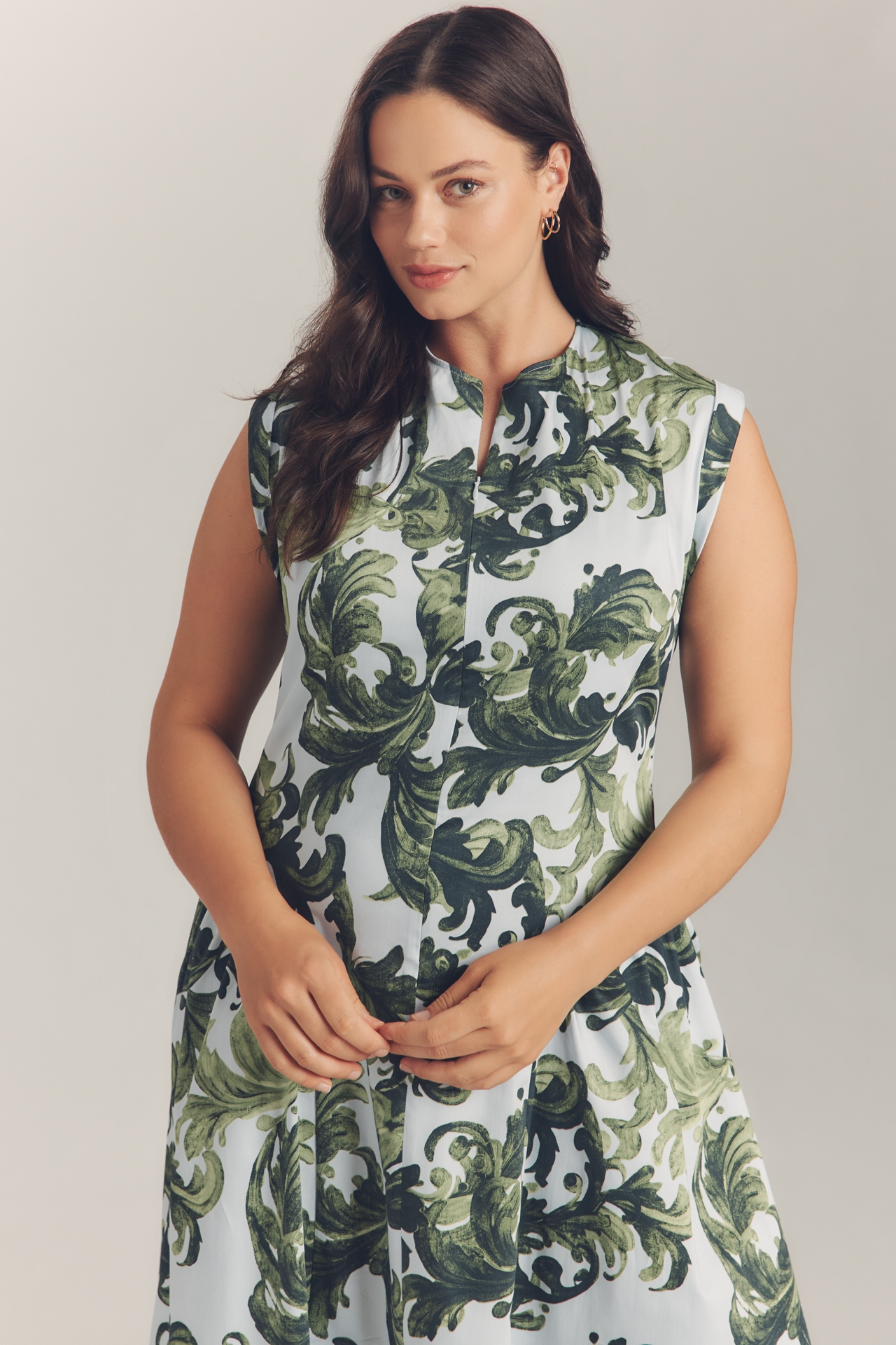 Maeve Cap-Sleeve Drop-Waist Midi Dress