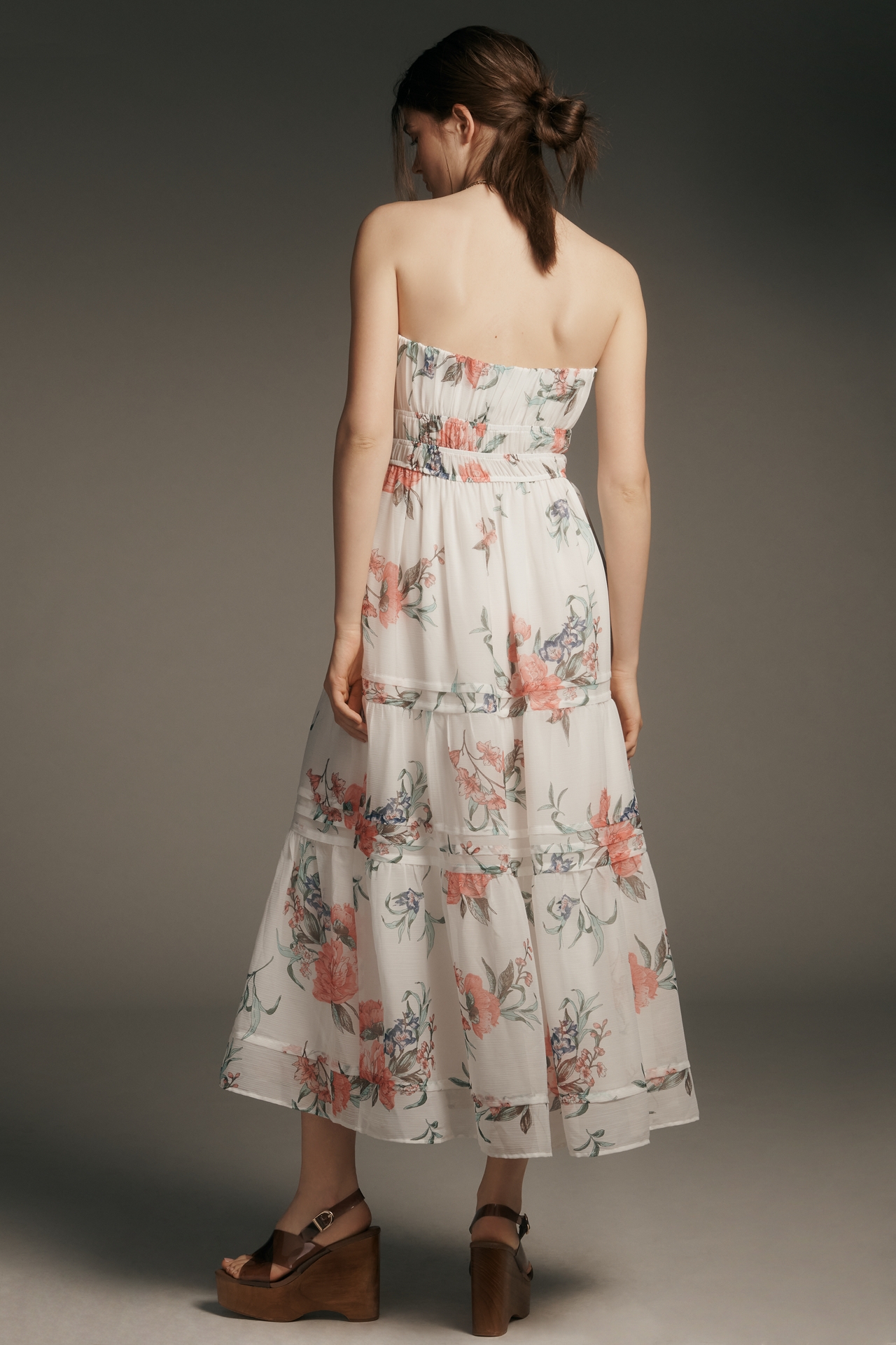 The Somerset Strapless Chiffon Midi Dress