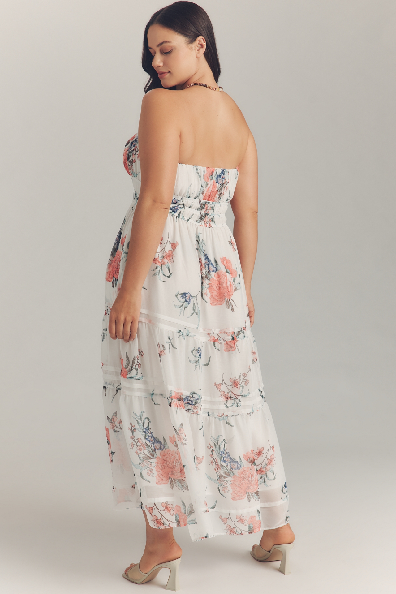 The Somerset Strapless Chiffon Midi Dress
