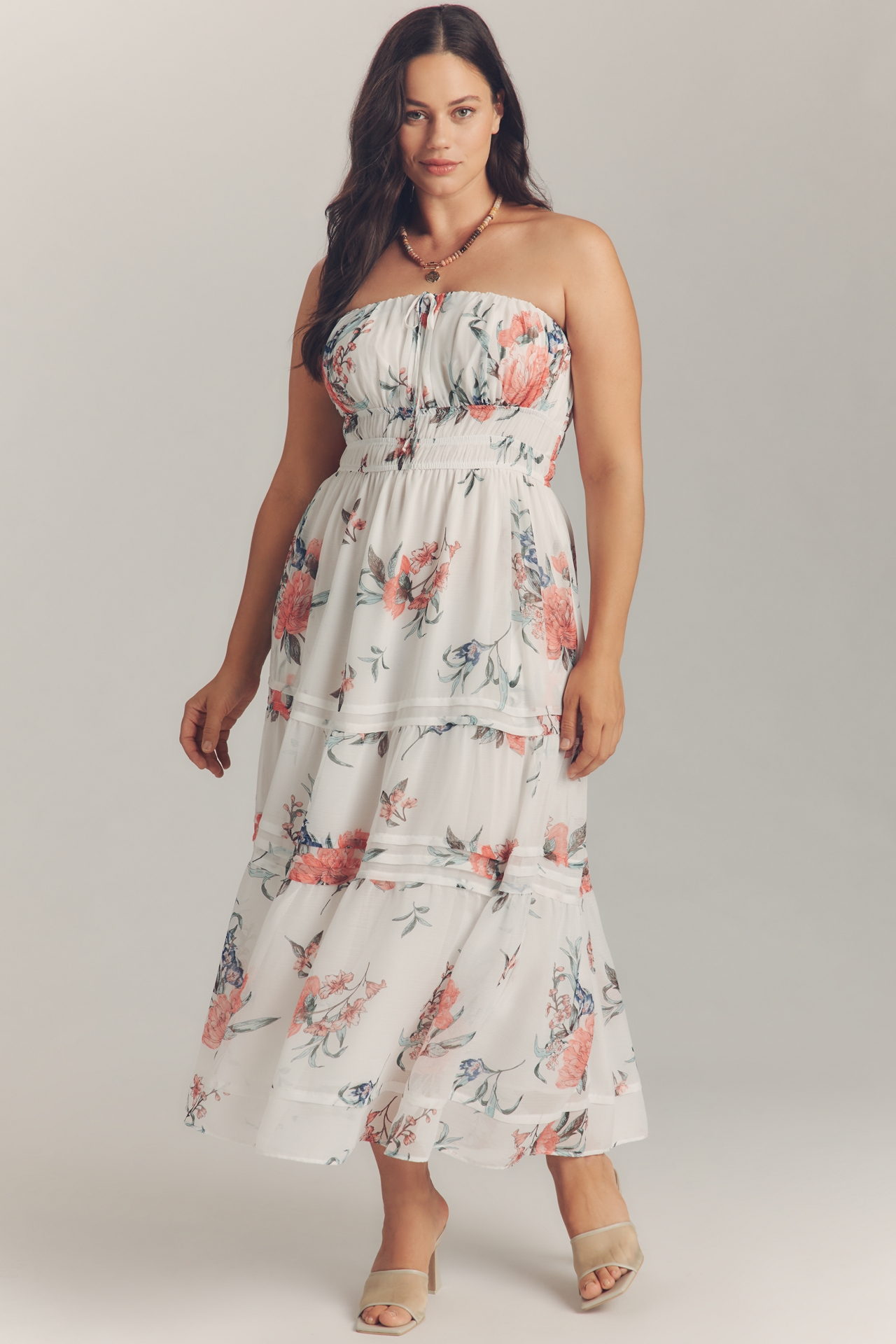 The Somerset Strapless Chiffon Midi Dress