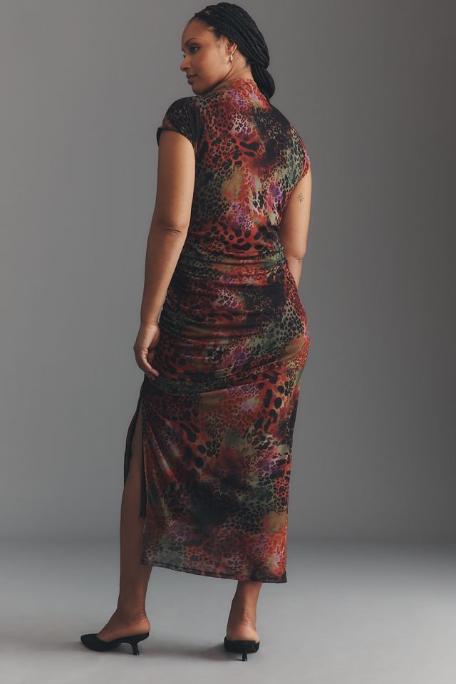The Maya Ruched Cowl-Neck Mesh Dress #5