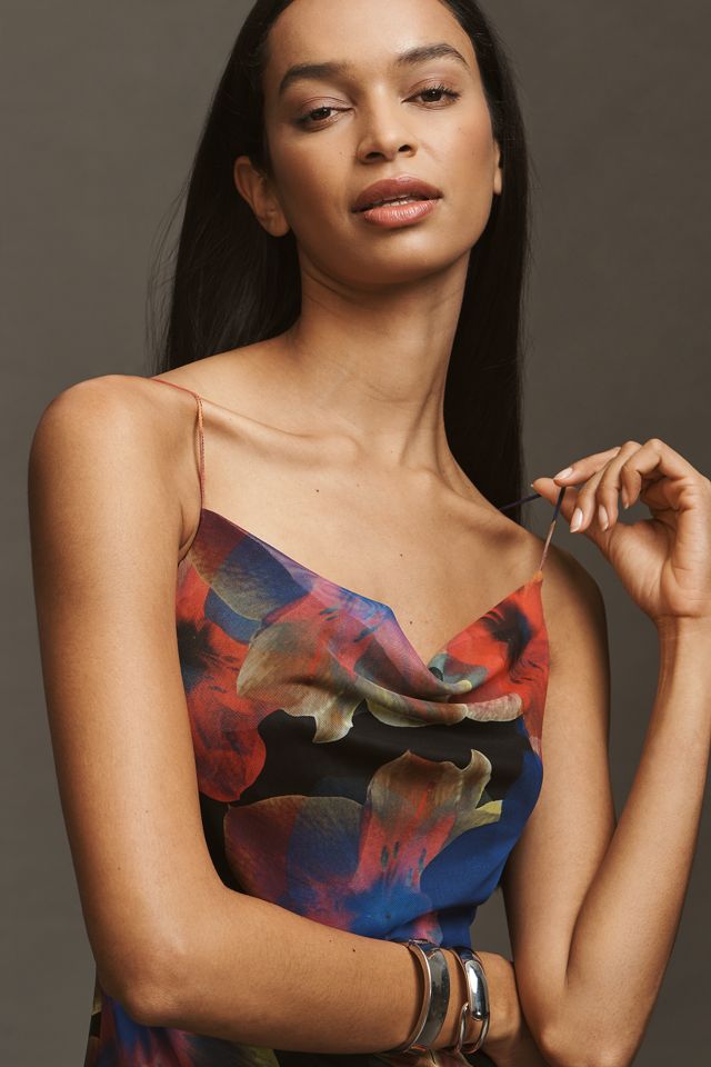 By Anthropologie Cowl-Neck Mesh Slip Midi Dress #2