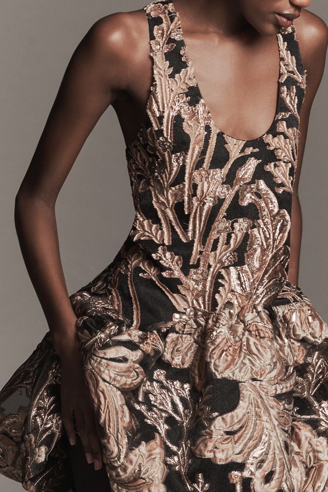 Vestido Mini de Cintura Caída Jacquard Maeve #3