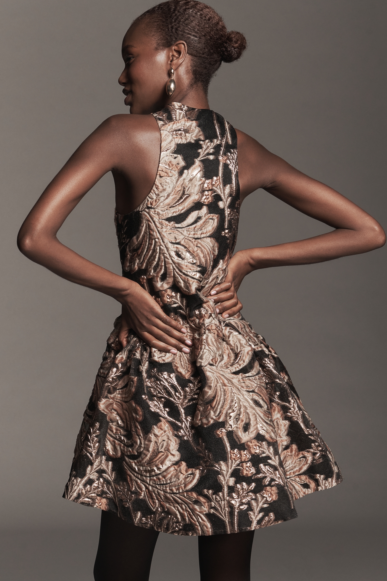 Maeve Brocade Drop-Waist Mini Dress