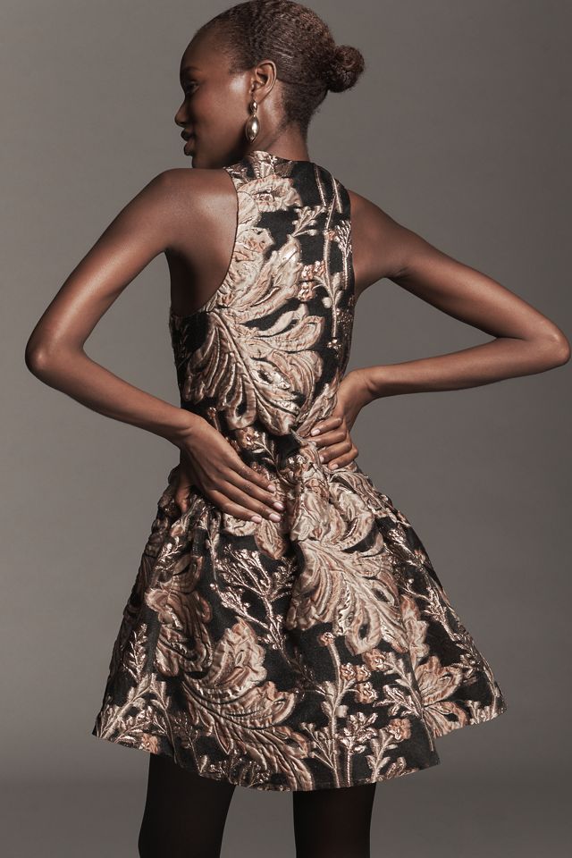 Vestido Mini de Cintura Caída Jacquard Maeve #1