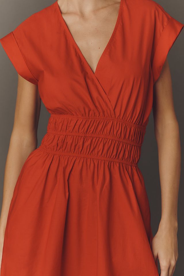 Maeve Cap-Sleeve V-Neck Smocked Midi Dress #3