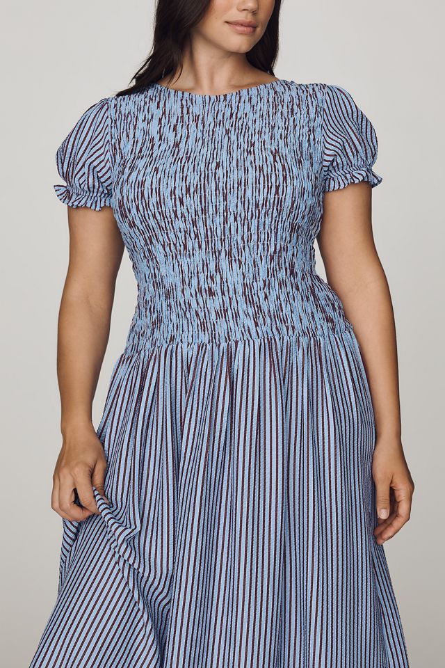 Maeve Margie Smocked Stripe Midi Dress #5