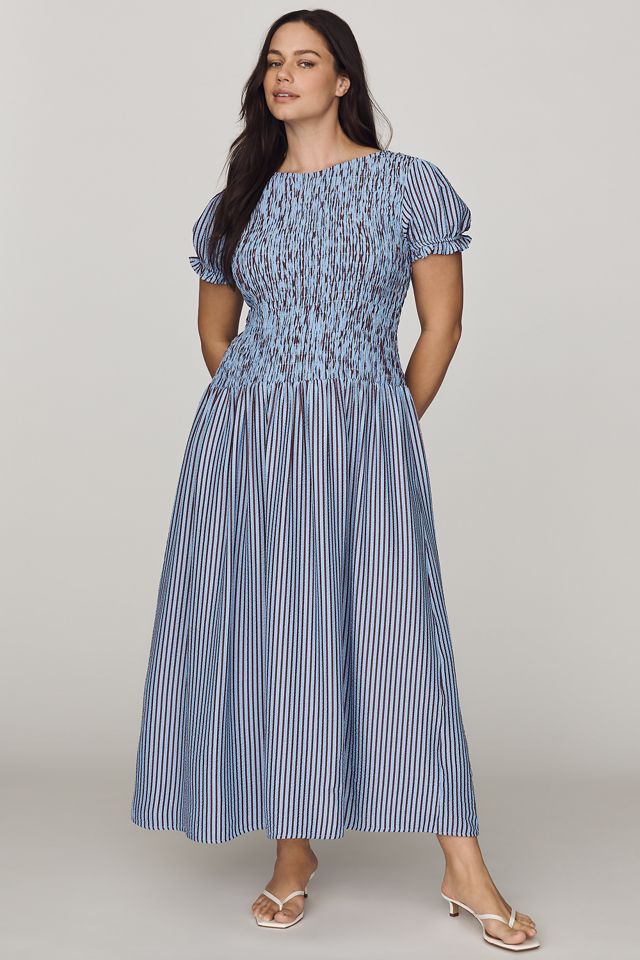 Maeve Margie Smocked Stripe Midi Dress #4