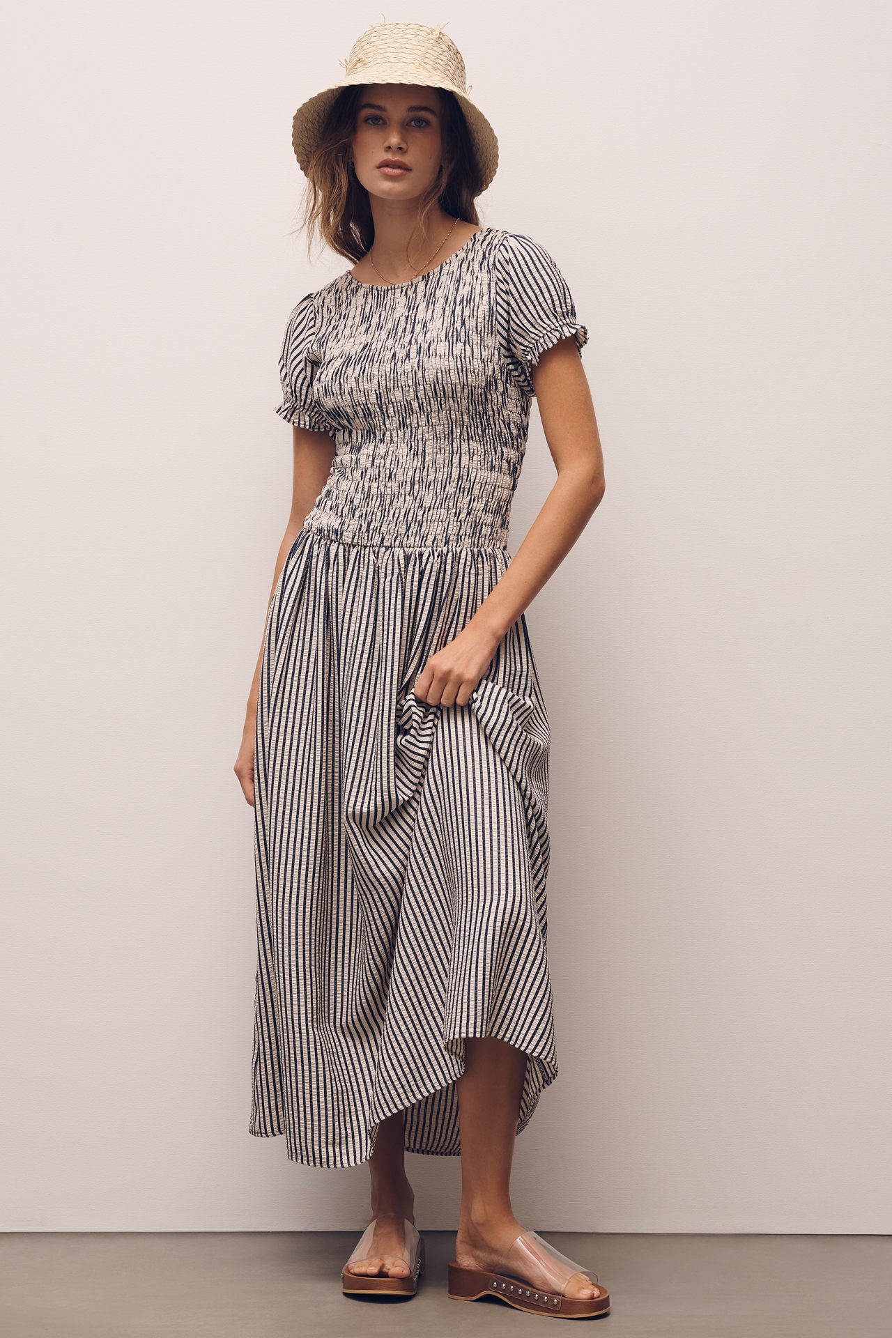 Maeve Smocked Short Sleeve Maxi Dress