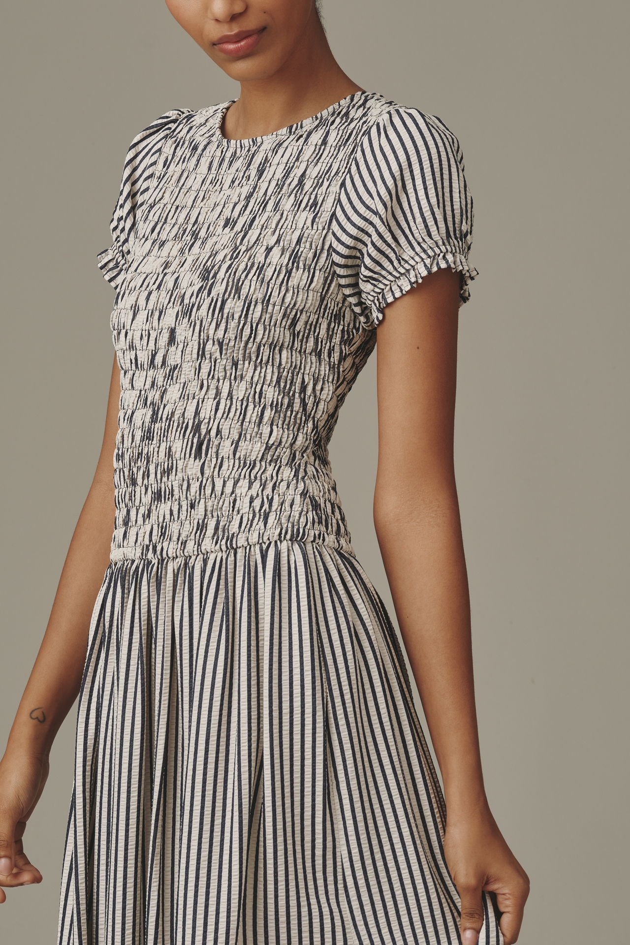 Maeve Smocked Short Sleeve Maxi Dress