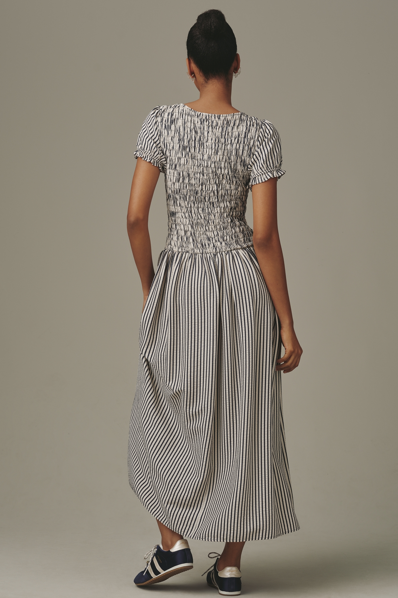 Maeve Smocked Short Sleeve Maxi Dress