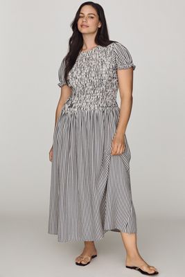 Vestido Maxi de Manga Corta Fruncido Maeve