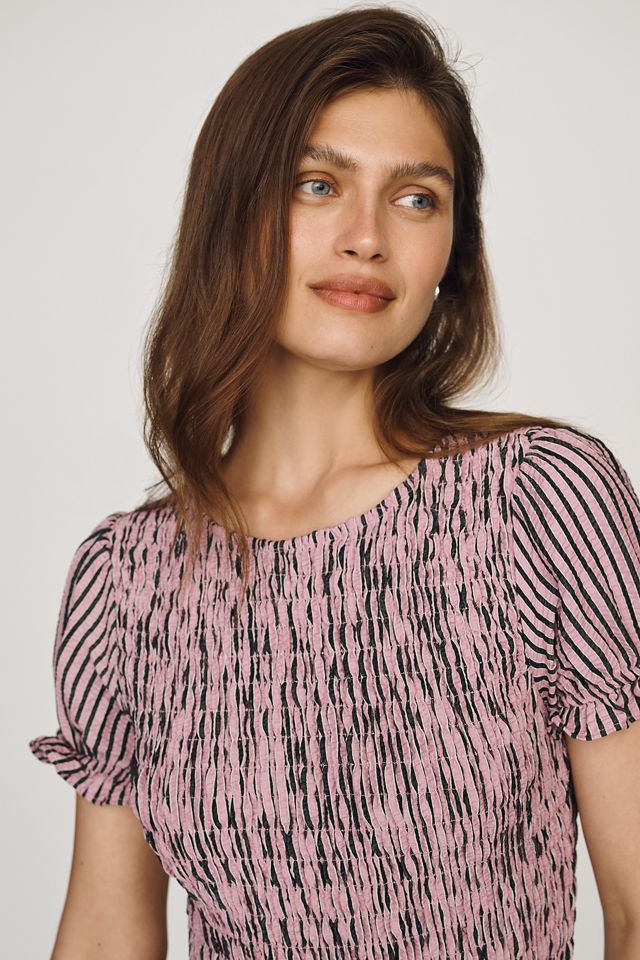 Maeve Smocked Short-Sleeve Maxi Dress #1