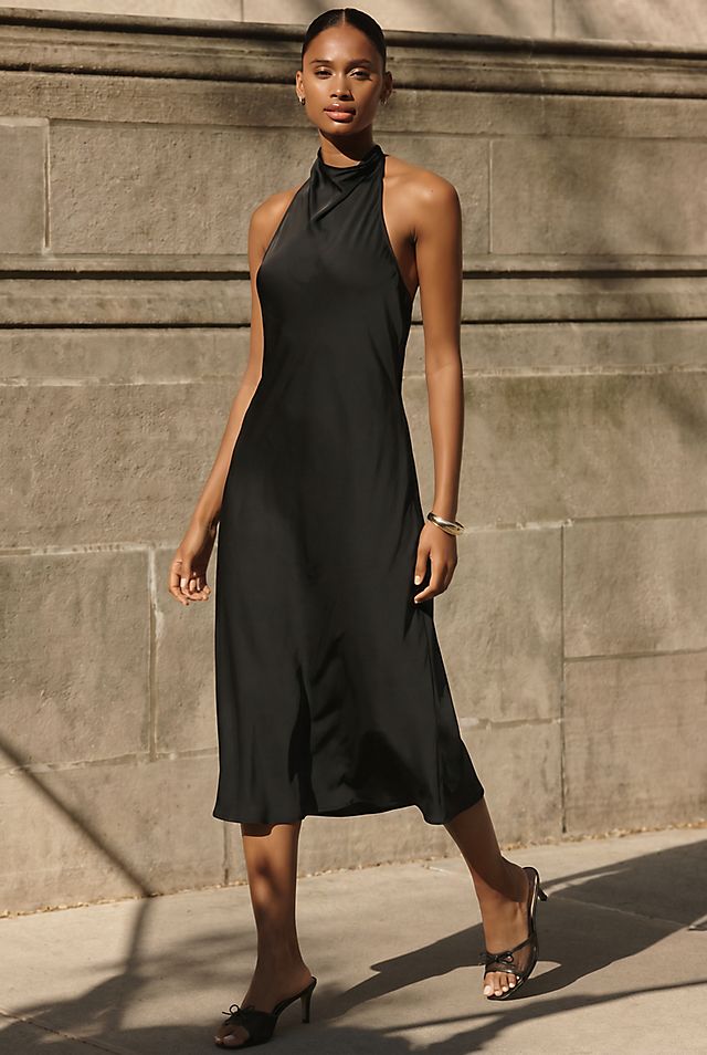black high neck midi dress Satin Halter Backless Silt for Women 2024 Elegant Formal Cowl Back Silk Wedding Guest Sexy Dresses : Clothing, Shoes & Jewelry ensuring your comfort in any weather All Things Golden - The